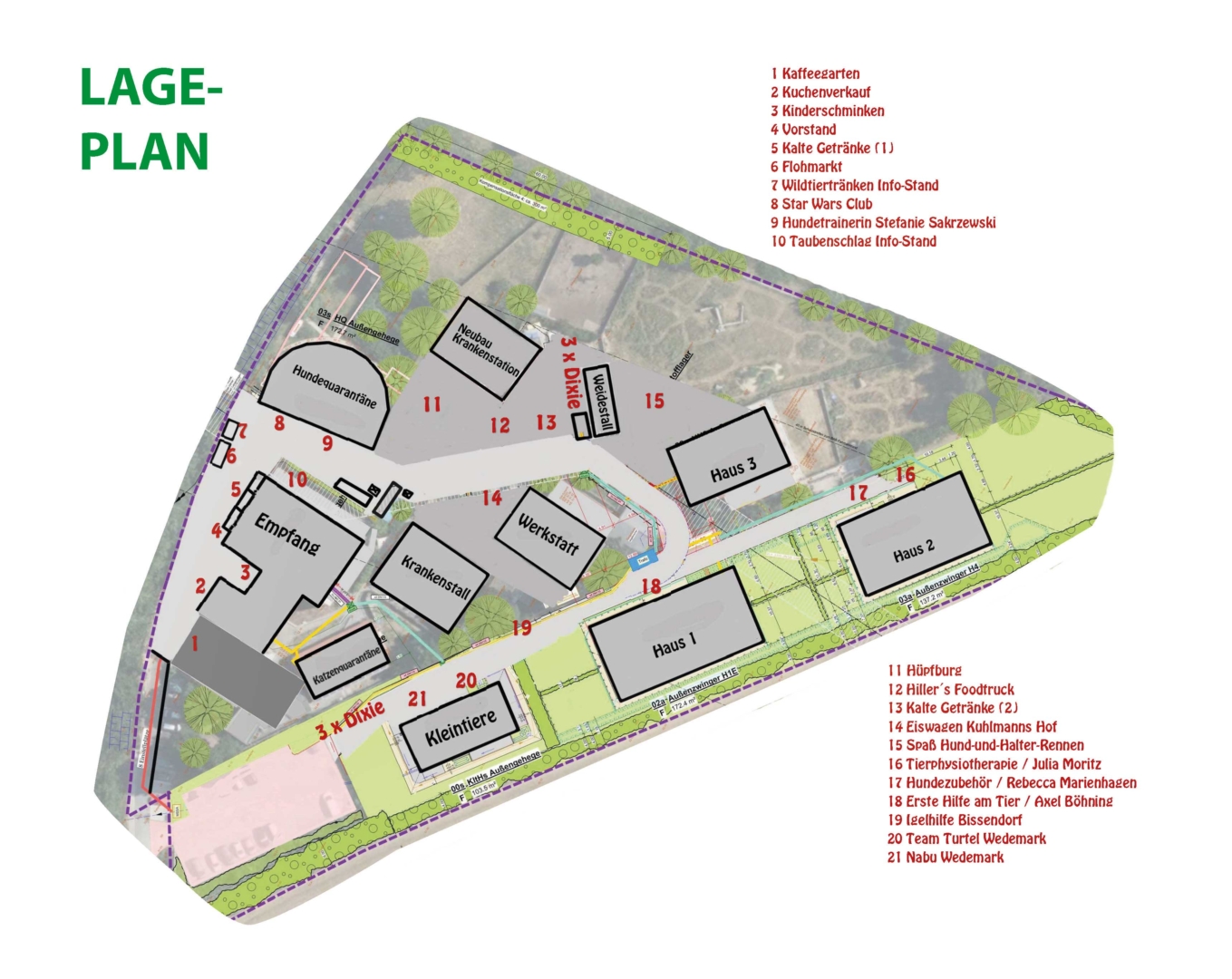 Lageplan für den Tag der offenen Tür im Tierheim Hannover am 12. September 2026.