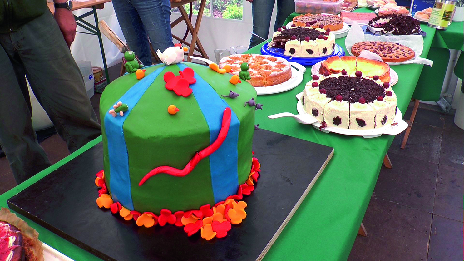 Buntes Kuchenbuffet beim Tag der offenen Tür im Tierheim Hannover.